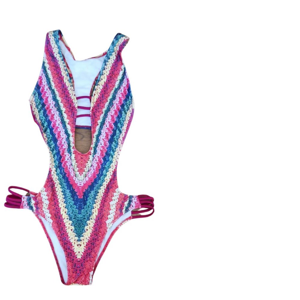NWOT Crochet print one-piece swimsuit